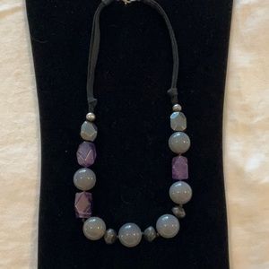Purple and Gray chunky beaded Necklace